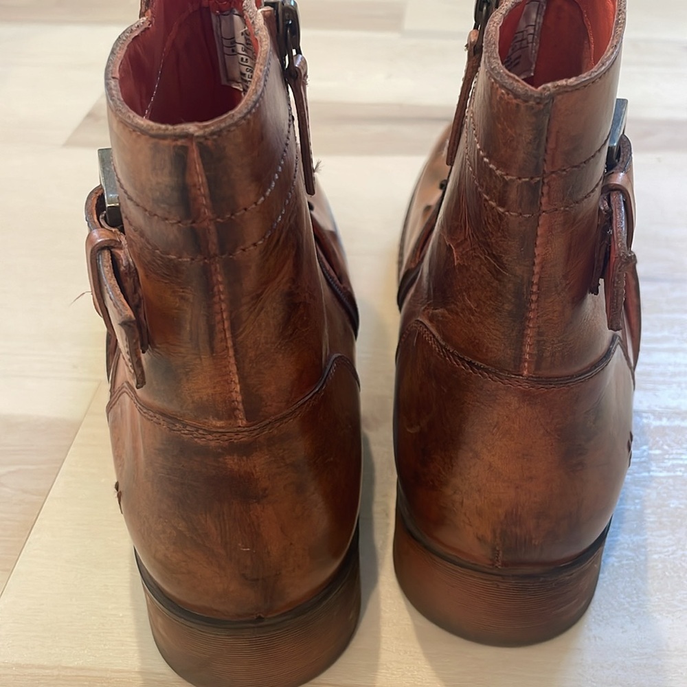 Bed Stu Roan genuine cow leather Brown Ankle Boots with Decorative Strap - Picture 6 of 9
